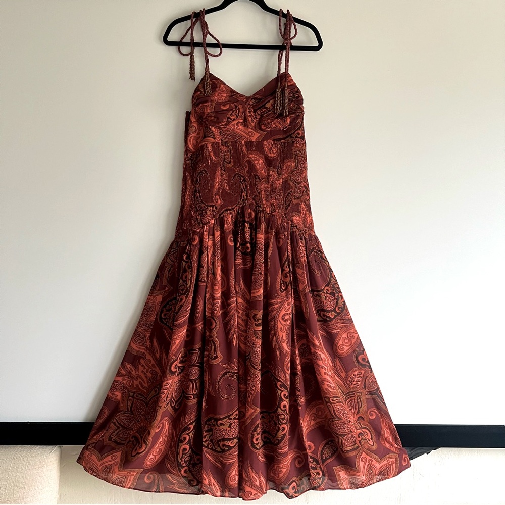 FARM Rio x Anthropologie Leopard Paisley Printed Midi Dress Size Medium M NWT - Picture 7 of 16